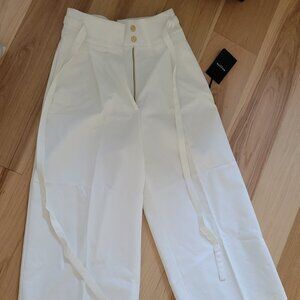 BNWT Rochas Paris White Designer Pants – Size 38, High-Waisted Luxury Trousers